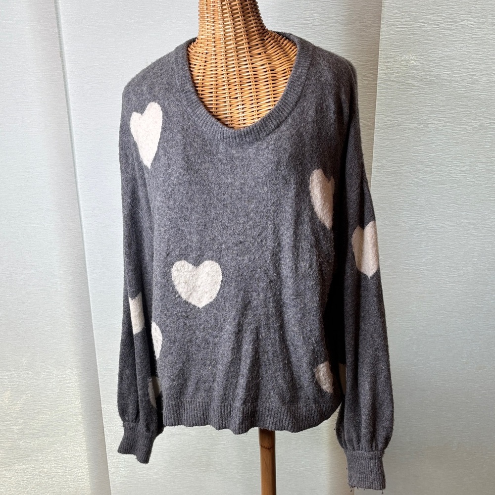 Madewell balloon sleeve heart sweater Large